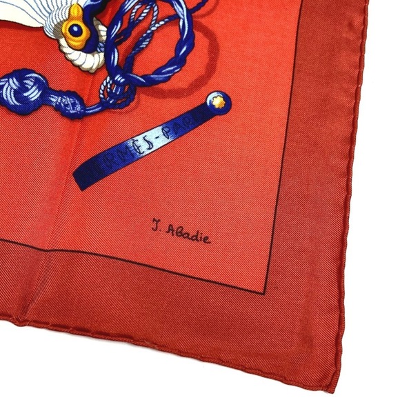HERMES Red Silk Scarf - Picture 4 of 13